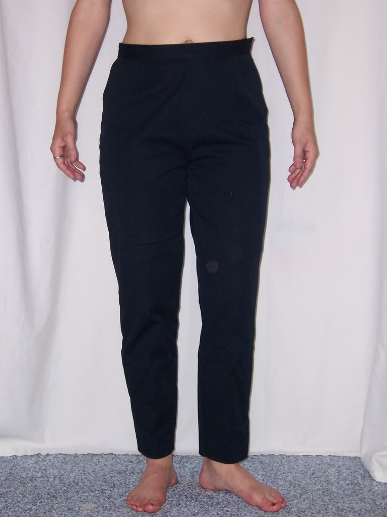 Black basic cottonish with side zipper tapered pants