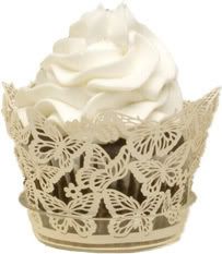 Cupcake Wrapper - White Butterflies