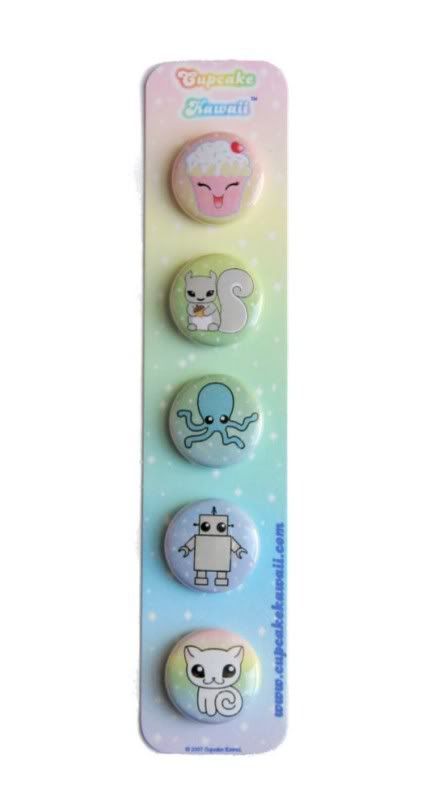 Cupcake Kawaii Button Pack - Rainbow