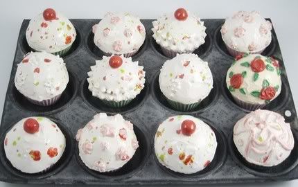 One Dozen Ceramic Cupcakes