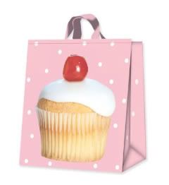 Pink Polka Dot Cupcake Tote/Shopping Bag