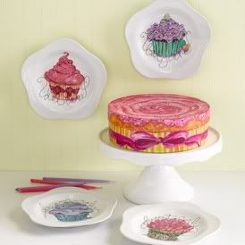 4 Cupcake Plates with round gift box