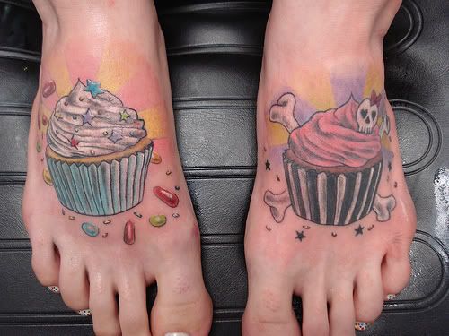 good and evil cupcake tattoo