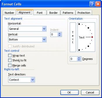 Format Cells - Alignment