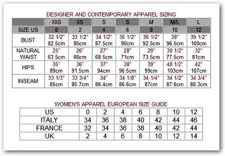 Marc By Marc Jacobs Size Chart