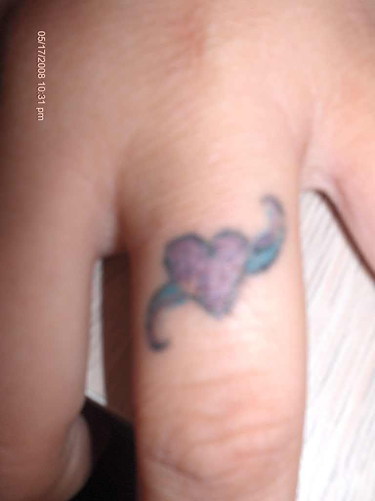 MY Pretty Finger Tattoo MY Purple Heart With Blue And ...