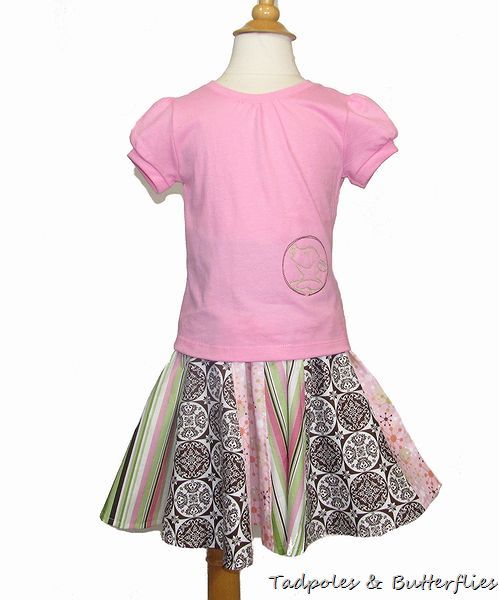 HOOPLA-LA~TNB Pinwheel Circle Skirt Set!~Size 4T/5T~Pinks, Greens and Chocolates