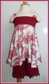 OOAK Twirling Rose ~Twirl Halter and Capri Set in Baby Lulu Rose Print~Girls Custom Size 2/3/4