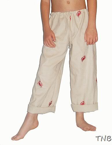 Serene Time Casual Wear~TNB Beach Pants~Boy or Girl~Embroidered Linen/Cotton~Sz 10-12