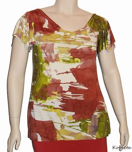 PLAY....with color in your wardrobe~Kobieta Drape Neck,Flutter Sleeve Top~Sz 14
