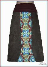 Fluted Kashmir~Yoga A-Line Suedecloth Skirt~Custom Size