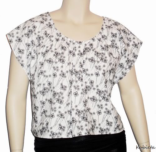 The Bette Top~Kobieta B&W Floral 40's inspired Shirt~Size Large