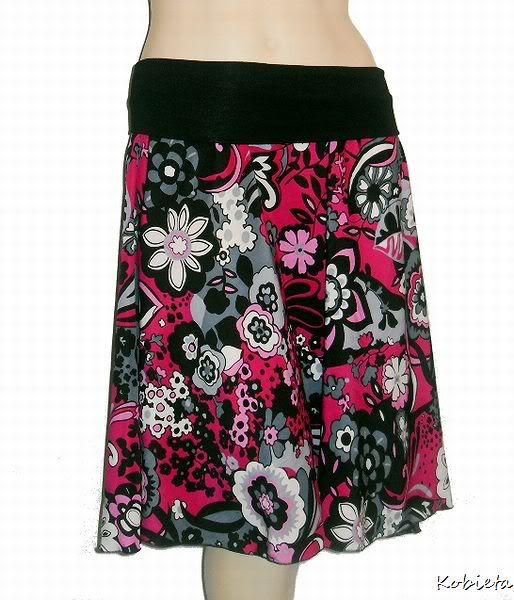 Kobieta 1/2 Circle Yoga Skirt~PInk Mod Floral Print~Custom Size