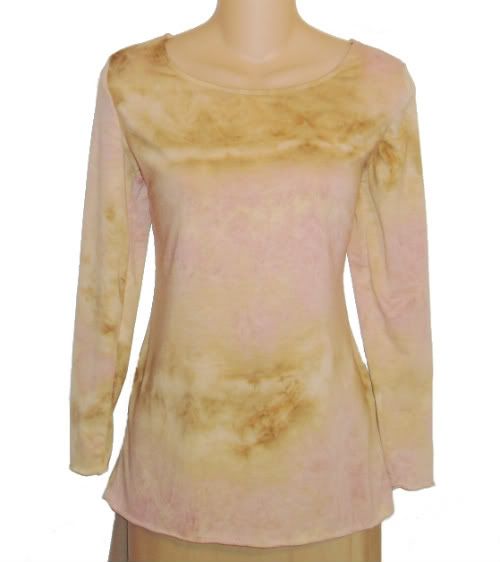 My Days Are Happy Pink...Kobieta Scoop Neck L/S Tee~Bamboo Jersey in LWI Pink Marble~Sz XS/S