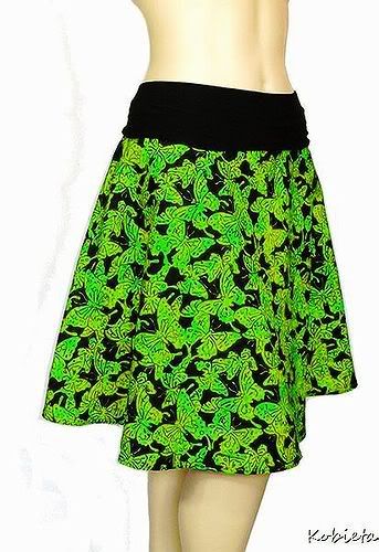 Butterfly Dreams in Acid Green~Kobieta 1/2 Circle Skirt~Custom Size