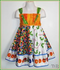 Honor a Classic Story~Carle-VHC-Hungry Caterillar Knot Dress. Custom Size 12 Months to Girls 6