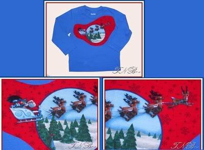 His *BRIGHT* Nose Led the Way!~Classic Rudolph/Santa Sleigh Appliqued Tee-Any Size