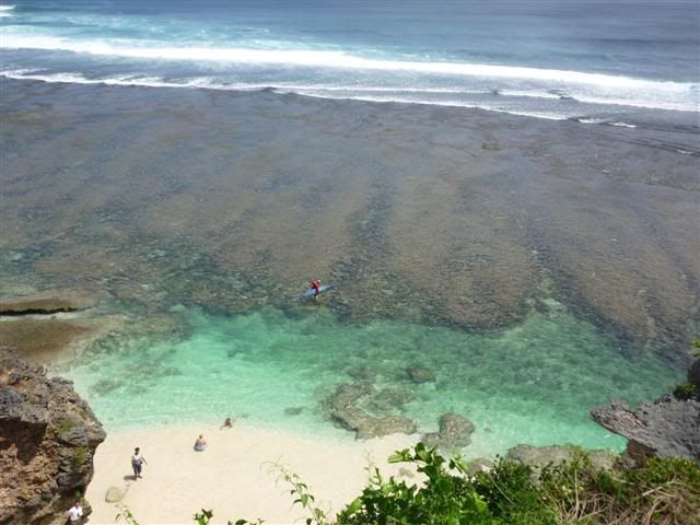 Looking down from the Surf Huts at Uluwatu Beach Bali