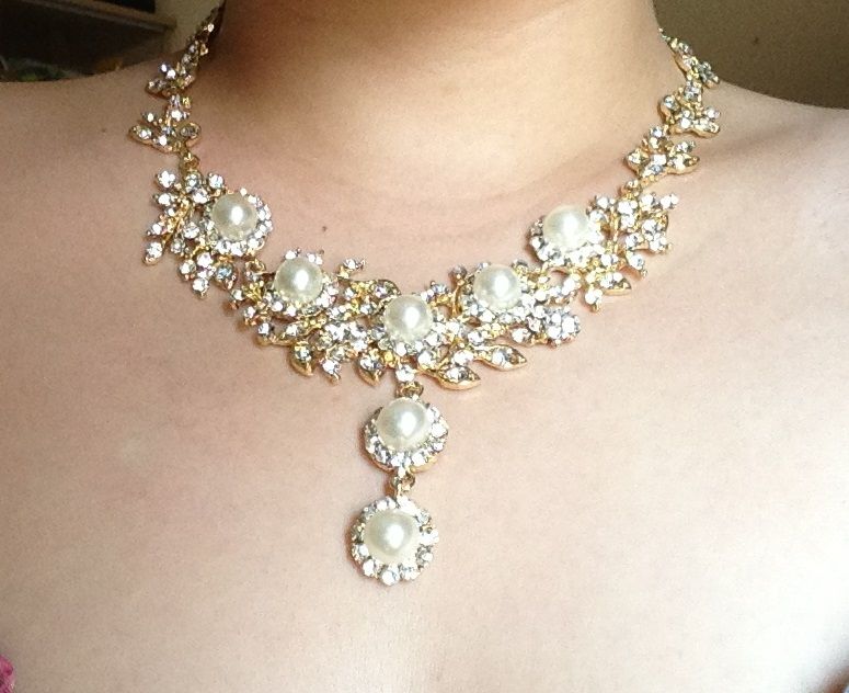 Dây chuyền bộ hoạ tiết đính đá và ngọc trai siêu sang trọng :X - 2