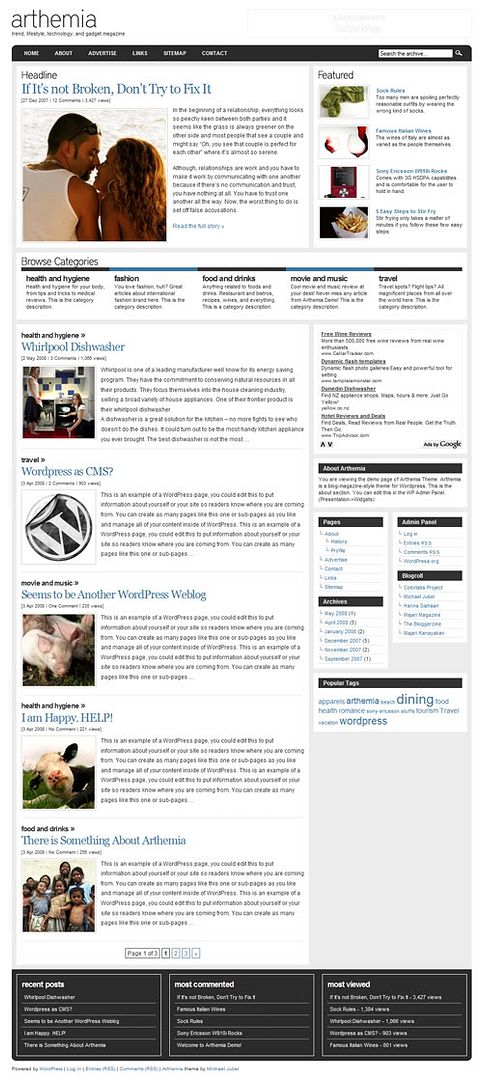 Arthemia wordpress theme