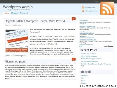 Wordpress Admin blogger template