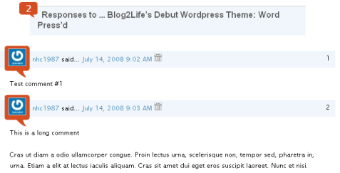 Wordpress Admin blogger template - comment balloon