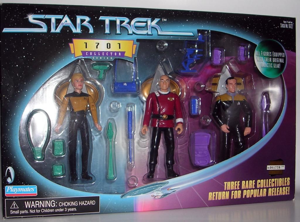Sealed Star Trek Next Gen 1701 Collector Figure Set of 3 Playmates #16122 