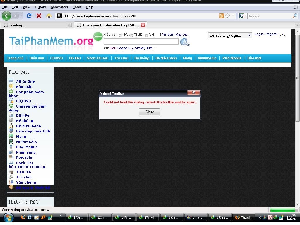 Báo lỗi khi mở Firefox liên quan đến Yahoo toolbar.ai biết giúp với - 2